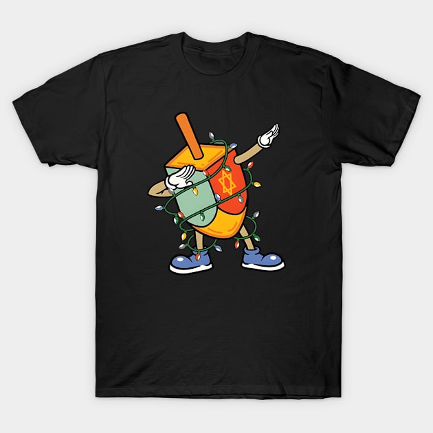 Dabbing Dreidel Hanukkah Funny Christmas Lightsorah Chanukah T-Shirt by Shaniya Abernathy